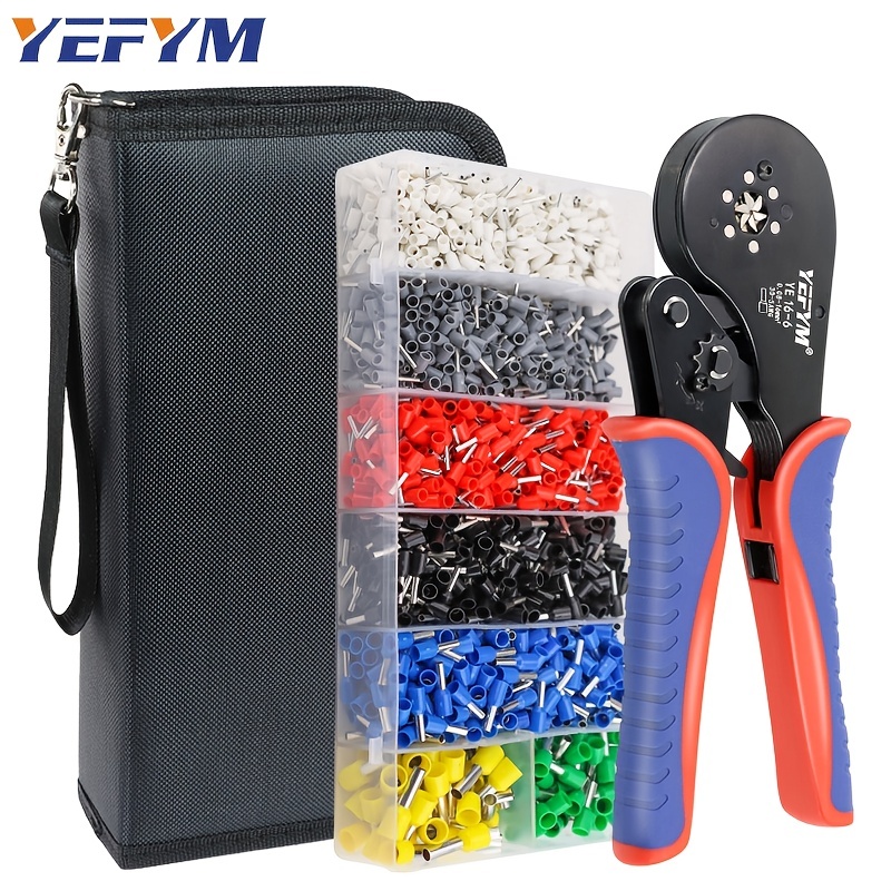 Ferrule Crimping Tools Wire Pliers - 1800 PCS Wire Ferrules with Crimpers  Pliers Kit for Electricians, Adjustable Ratchet Tools with Terminals