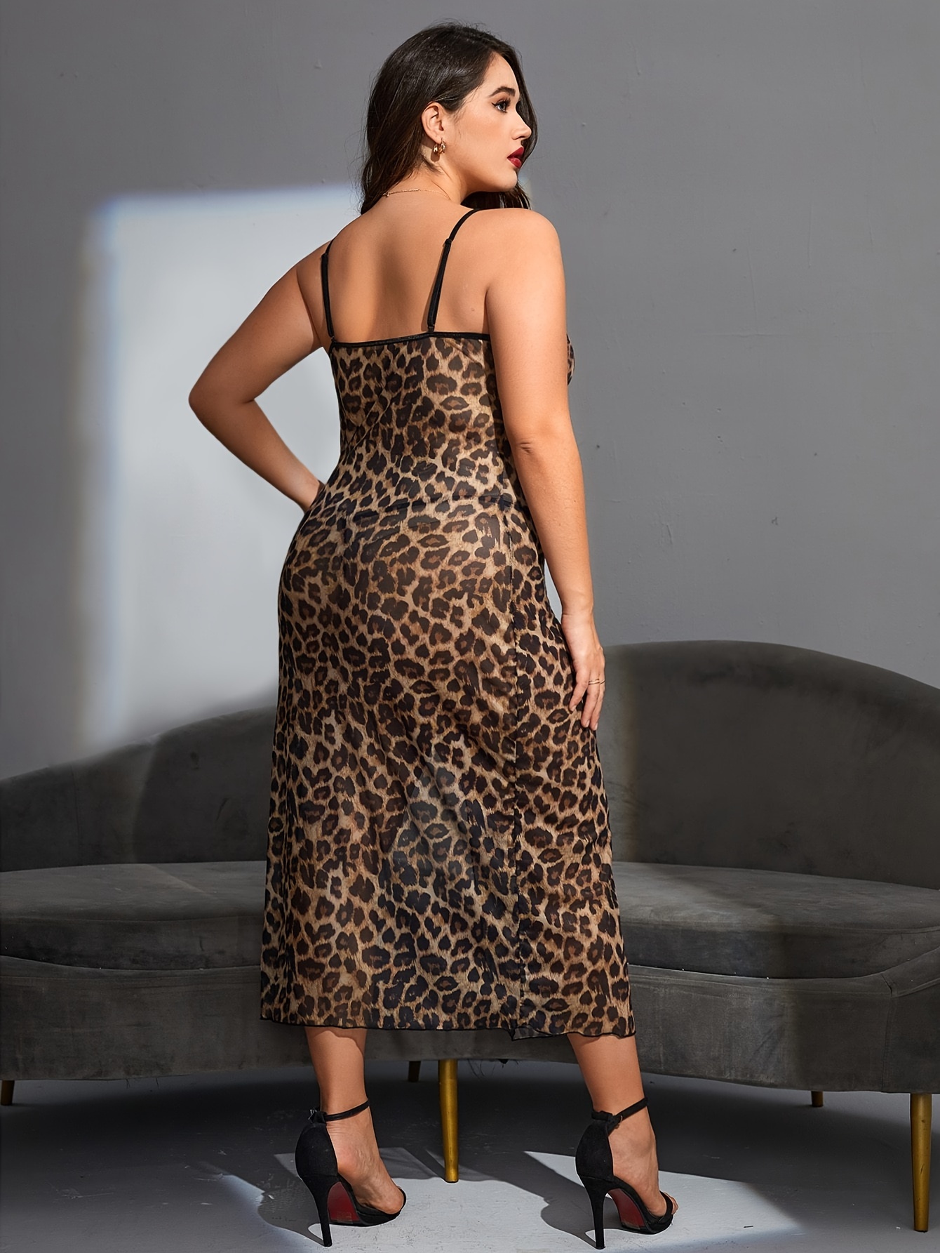 Plus size leopard outlet slip dress