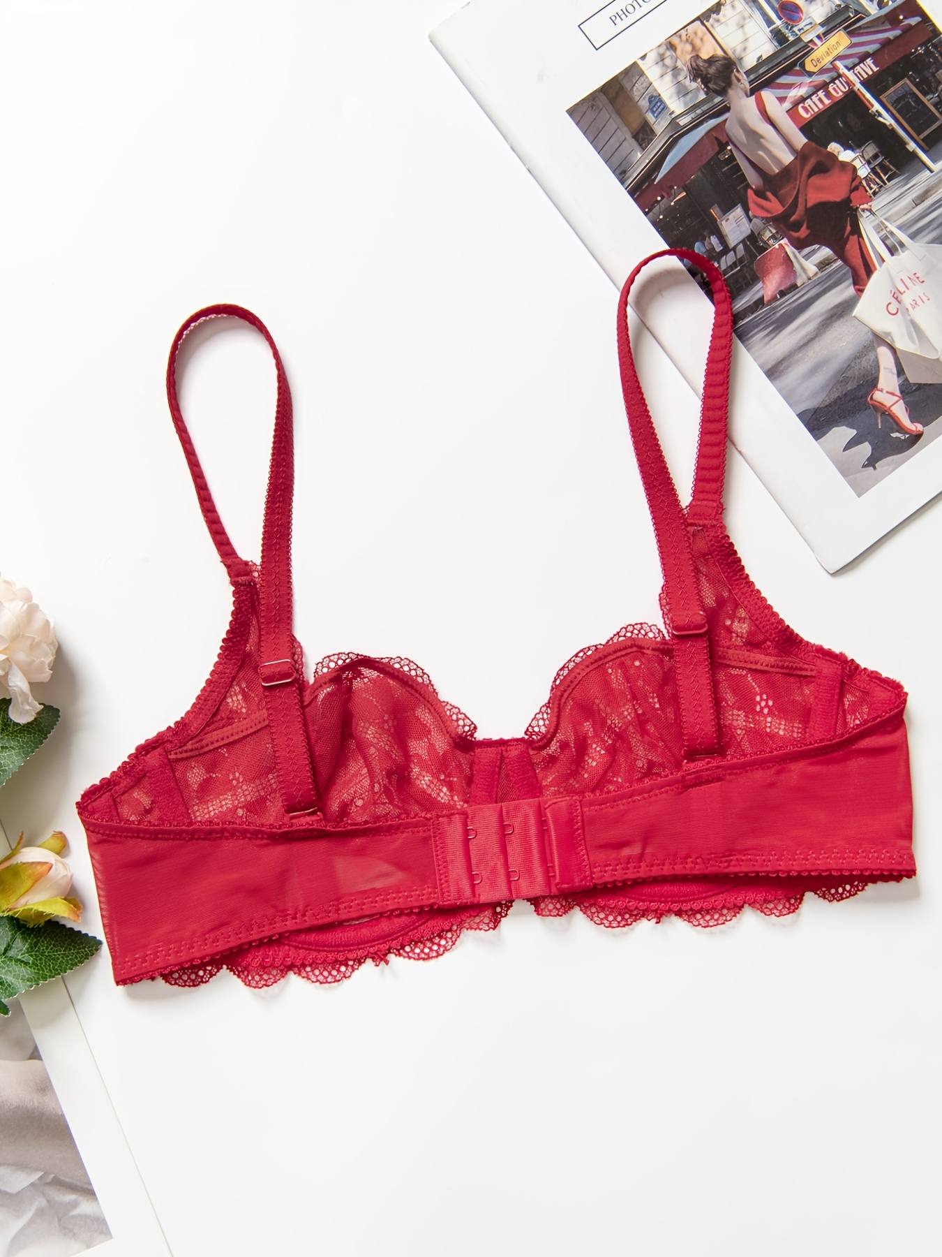 Red Lace Non Padded Bra