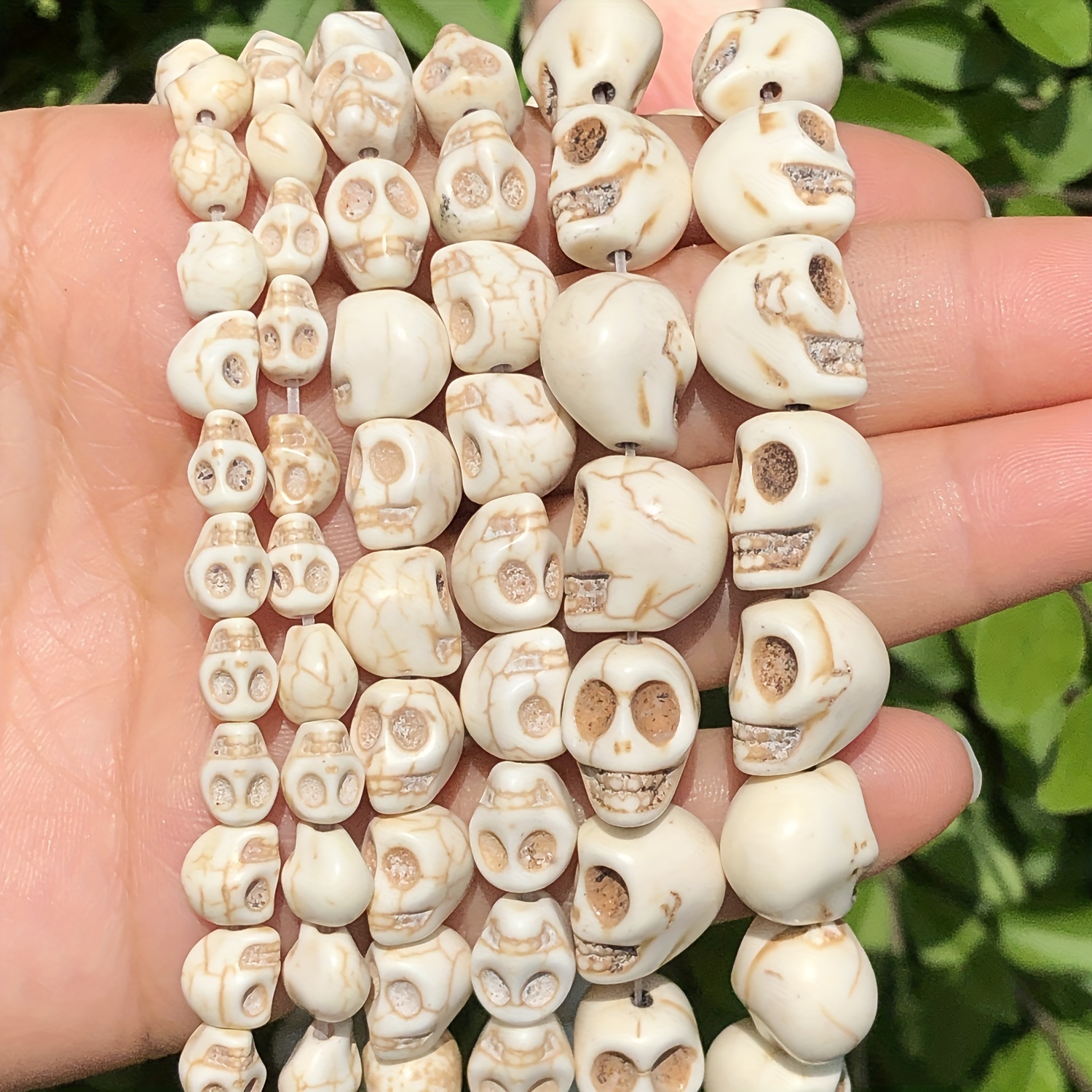 2Pcs Skull Beads Turquoise Bead Skeleton Head Beads Halloween Gothic Beads