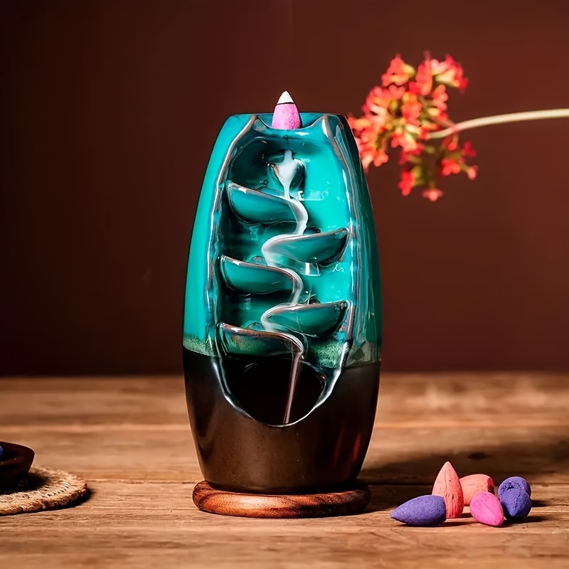 Inscent Waterfall Ceramic Incense Holder Cone Burner - Temu