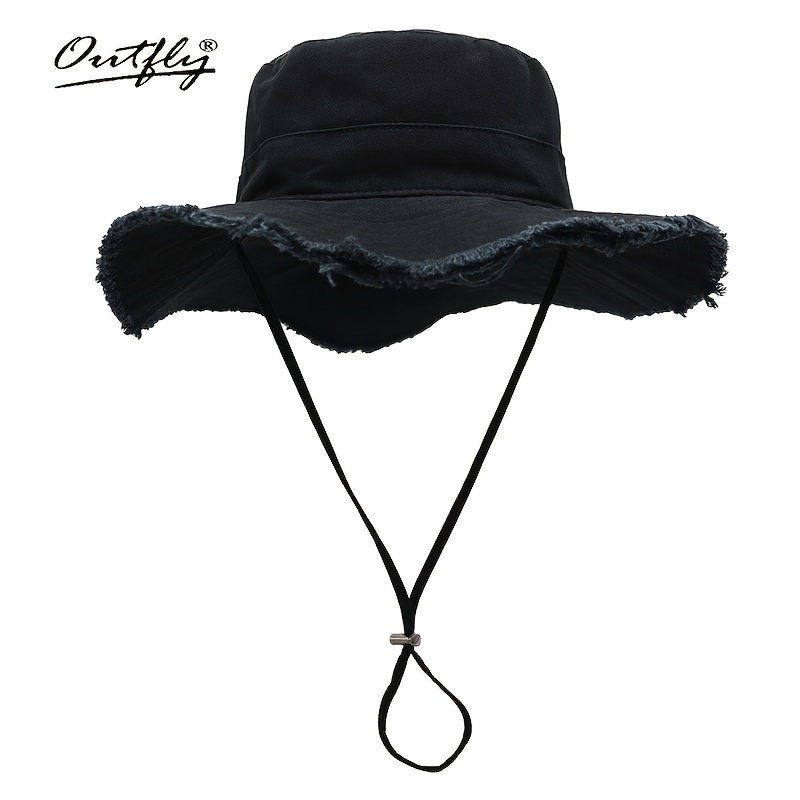 Men's Outdoor Wide Brim Sun Hat Adjustable Draw String - Temu