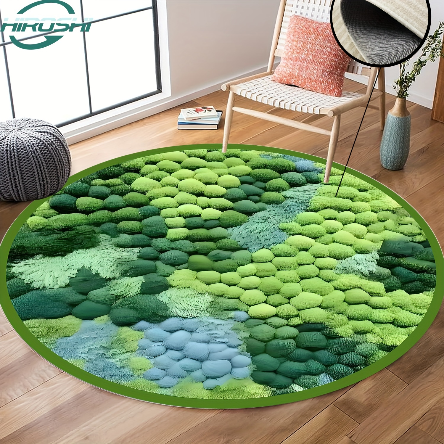 Floral Medallion Round Rug Artificial Moss - Distressed Small Round Area Rug,  Soft Non-slip Machine Washable Bedroom Mat Indoor Accent Entry Carpet For  Office Desk Dorm Hallway - Temu