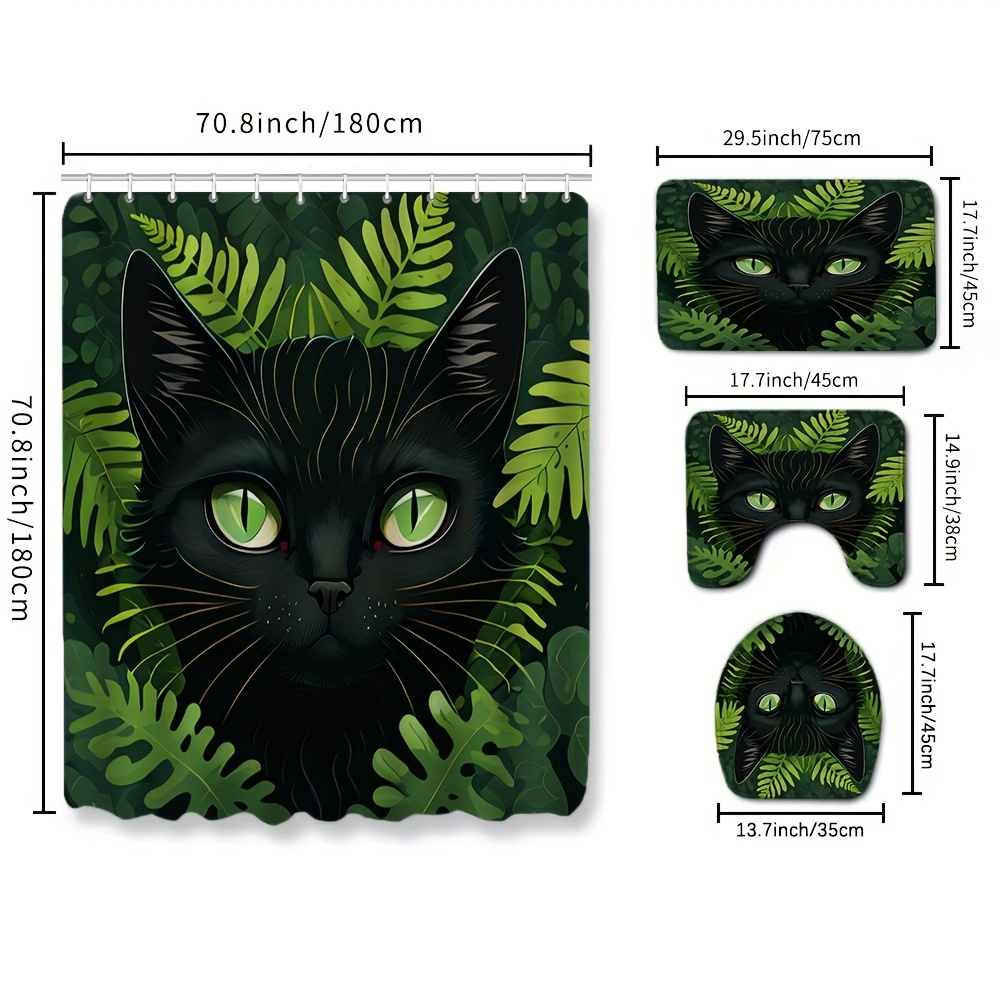 Bathroom Rugs Shower Curtain Cute Diving Cat Pattern - Temu