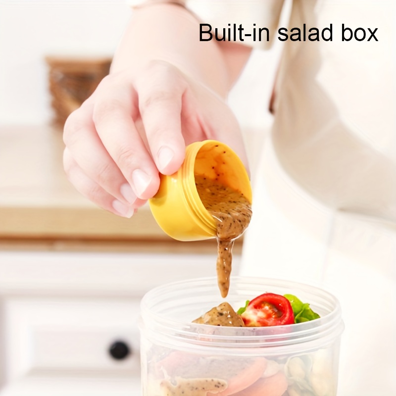 Portable Salad Cup Double Oatmeal Cup Yogurt Nut Fat-reduced Vegetable  Fruit Box Cup With Lid Spoon Breakfast Cup Lunch Box - Temu