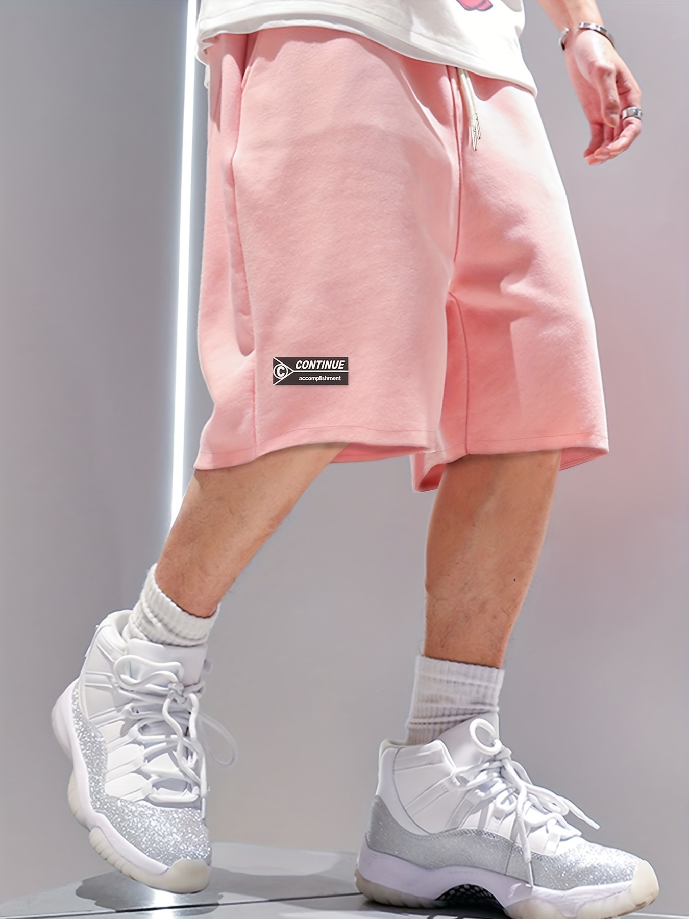 Pink cheap sweatshorts mens