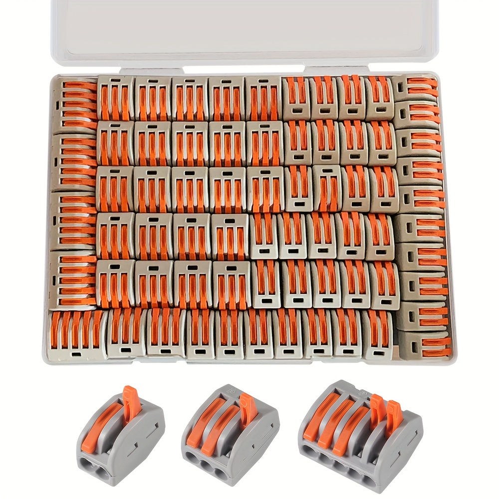 

69pcs 2/3/5 Quick Terminal Block Combination Electrical Connector Terminal Board Clamp Terminal Cable Reusable Mini Quick Household Terminal Block Connector 28-12awg Wire Connector
