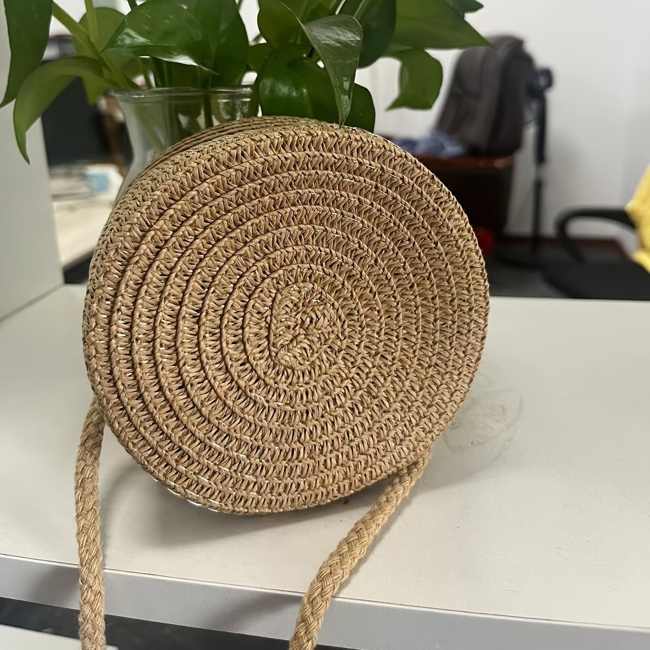 Summer Cute Brown Straw Mini Crossbody Bag