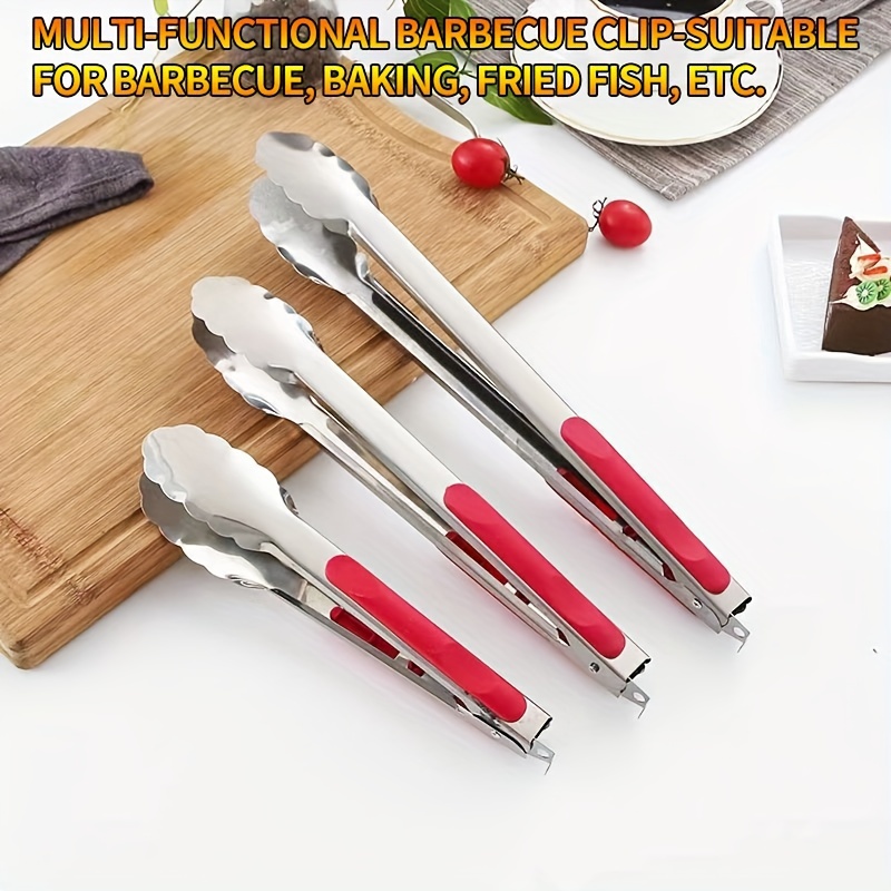 

1/2pcs Stainless Steel Barbecue Tongs Suitable For Baking, Roasting Meat, And Frying Fish - Anti Scald Design - Perfect Food Pliers For Bread, Steak, And Barbecue