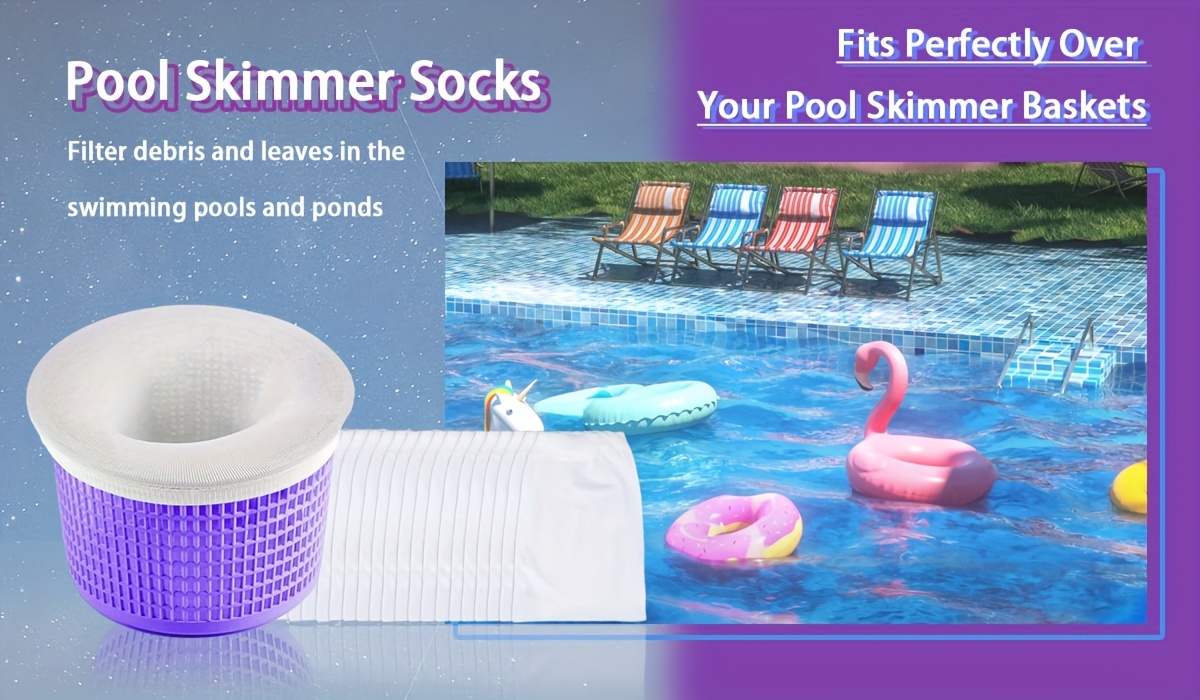  Coopache Paquete de 30 calcetines para piscina – Filtra cestas,  Skimmers limpia residuos y hojas para piscinas en el suelo y sobre el suelo  : Patio, Césped y Jardín