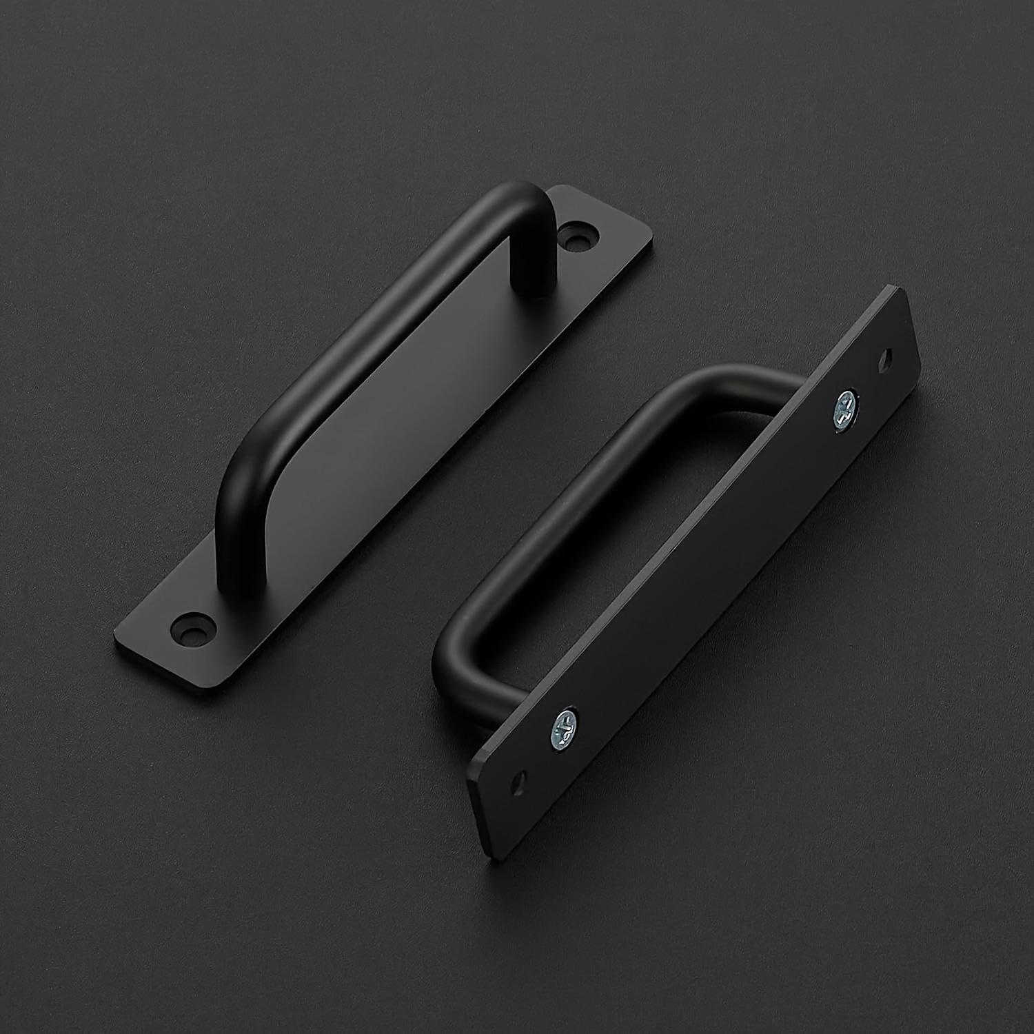 

2pcs Barn Door Handles, Sliding Door Handle, 5" Hole Center Barn Door Handles, Black Cabinet Handles, Door Pull Handle, Aluminum Alloy Door Pulls With Plate, For Sliding Closet Door Handle