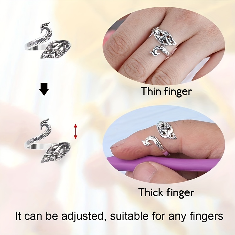 2 Pcs Adjustable Knitting Loop Crochet Loop Knitting Accessories, Hand-Made  Silver-Plated Copper Rings, Faster Crocheting Ring, Yarn Guide Finger