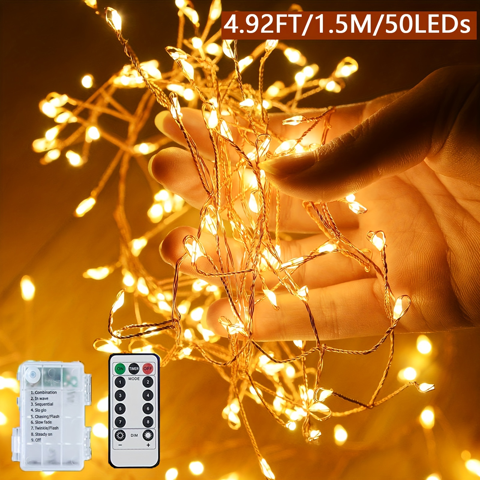 1.5m Fairy Light, Led Firework Light, 8 Flashing Modes, Battery