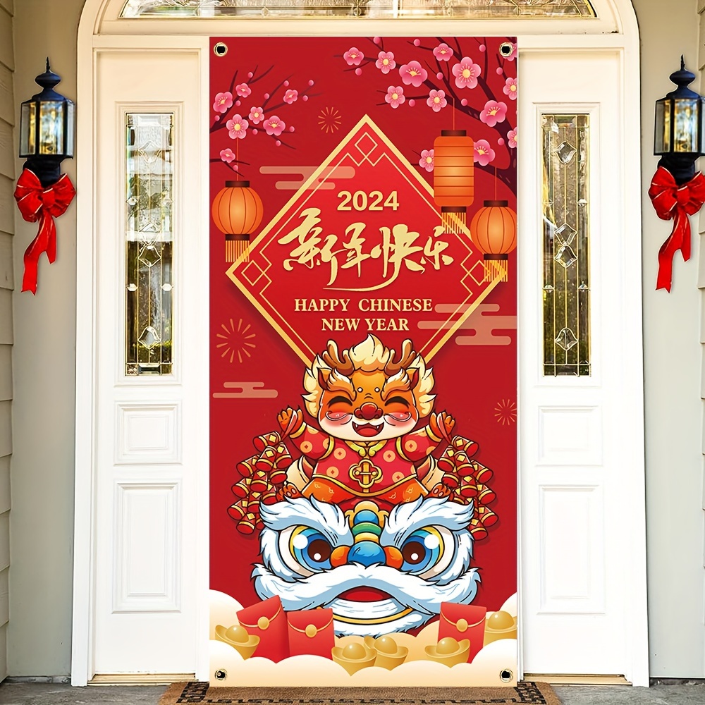 Chinese New Year Hanging Decorations 2024 Dragon Door Sign Red