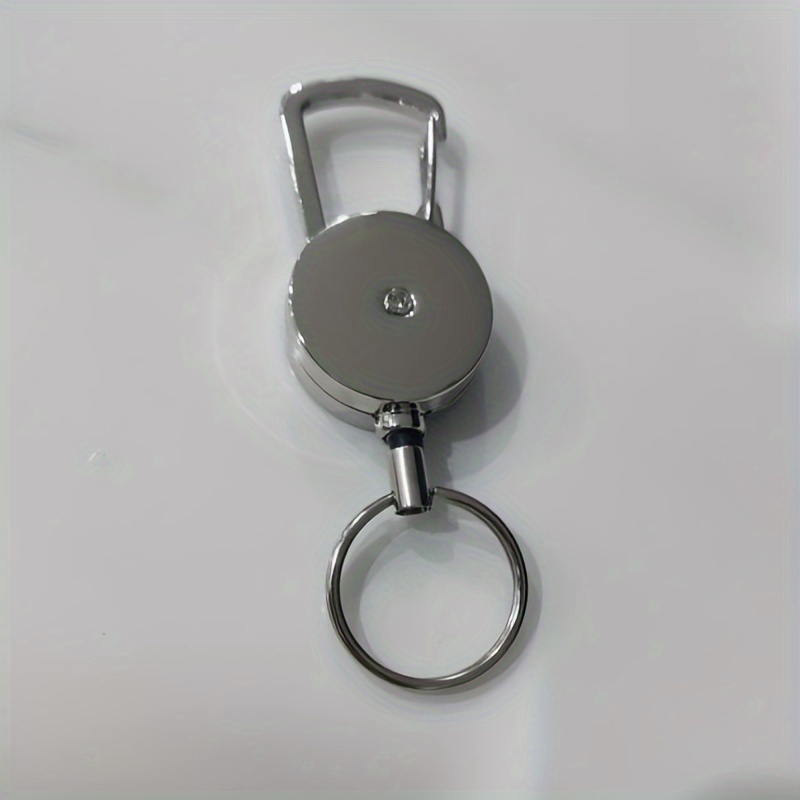1pc Retractable Key Ring With 19 69inch Rope Portable Metal