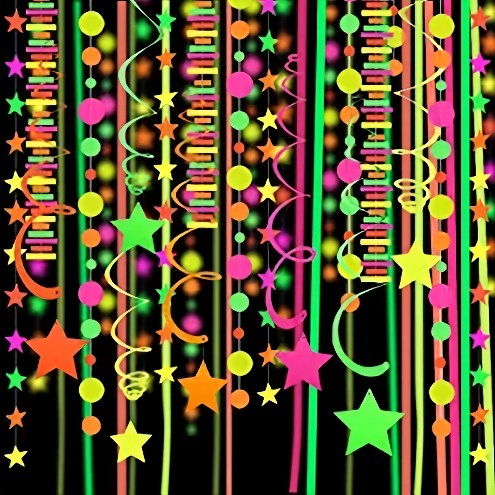 Neon Garland Streamers Black Lights Glow In The Dark Party - Temu