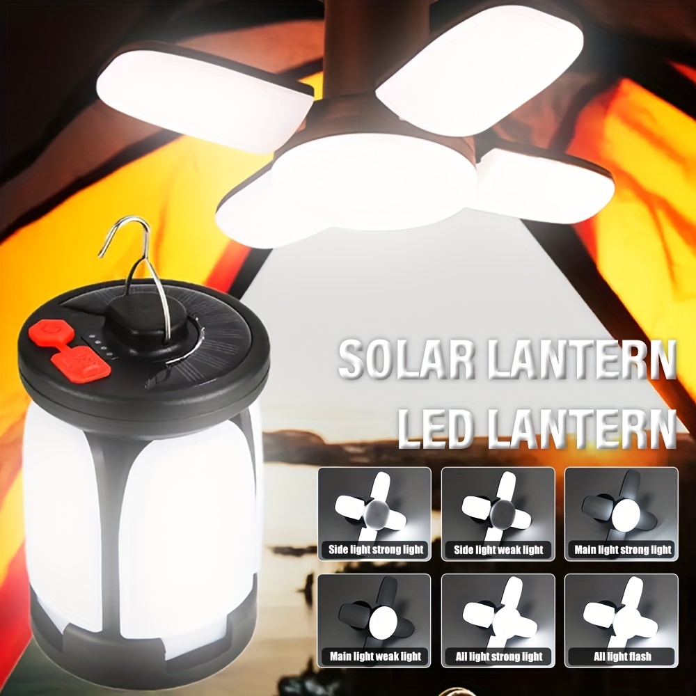 Linterna Solar LED impermeable para exteriores, luz estroboscópica de 1000  lúmenes, recargable con carga Solar/USB, suministro de emergencia