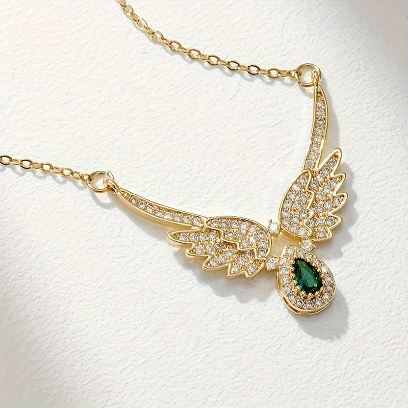 Golden Luxury Stainless Steel Wing Tassel Shape Necklace - Temu