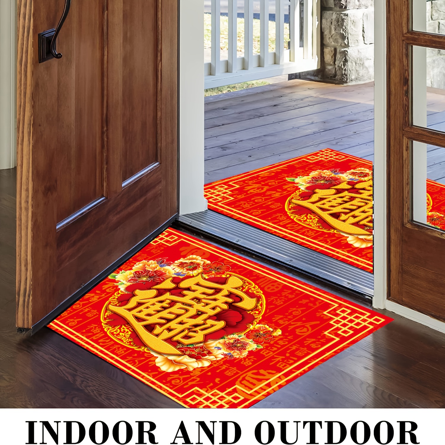 Red Festive Holiday Doormat Non slip And Durable Area Rug - Temu