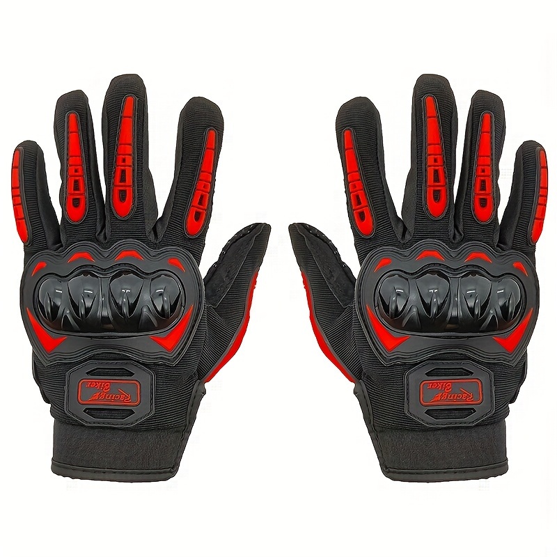 Motorcycle Touch Screen Riding Racing Shock-proof Red Full Finger