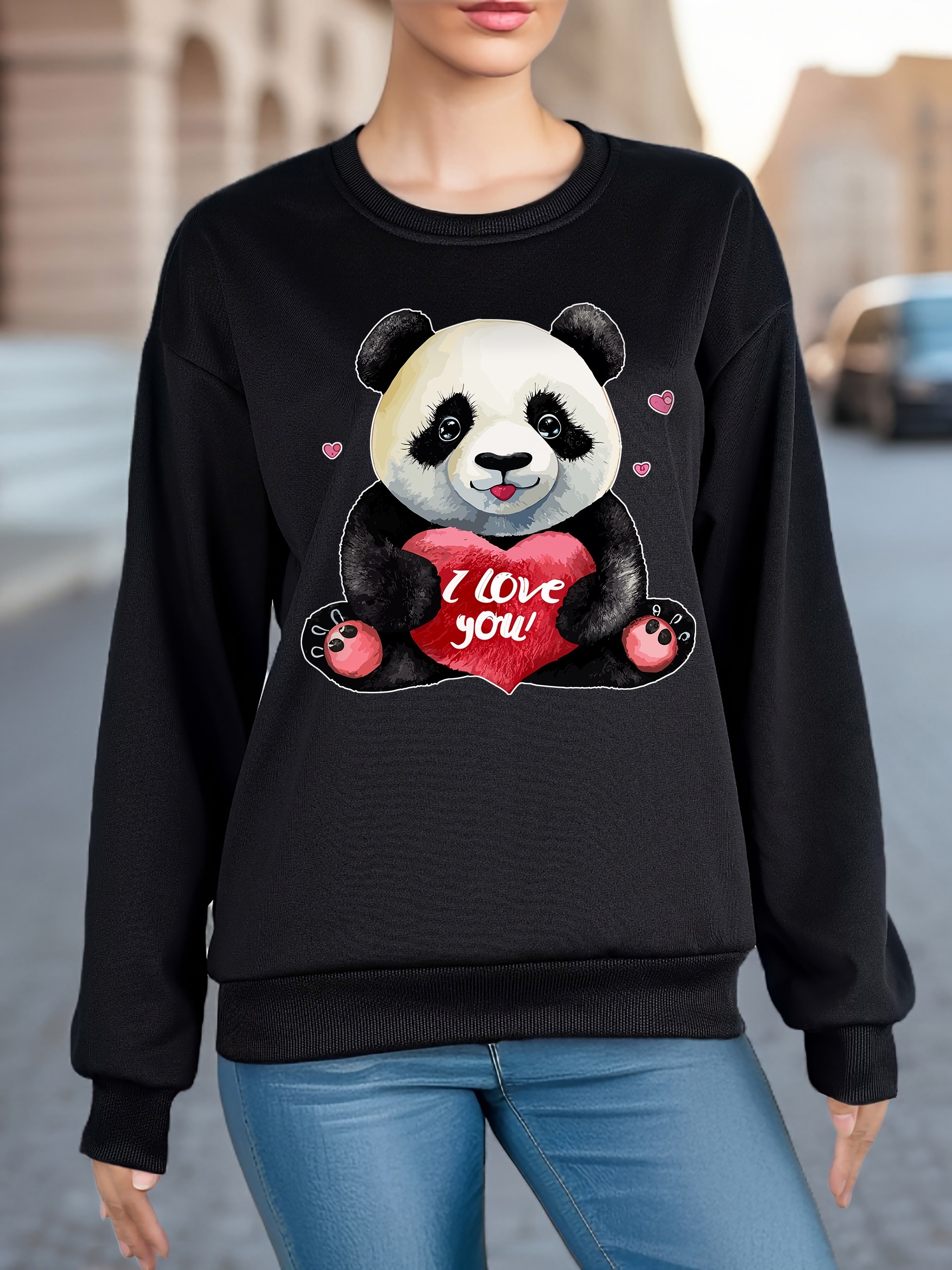 Bonita Camiseta Estampado Panda Camiseta Manga Corta Cuello - Temu