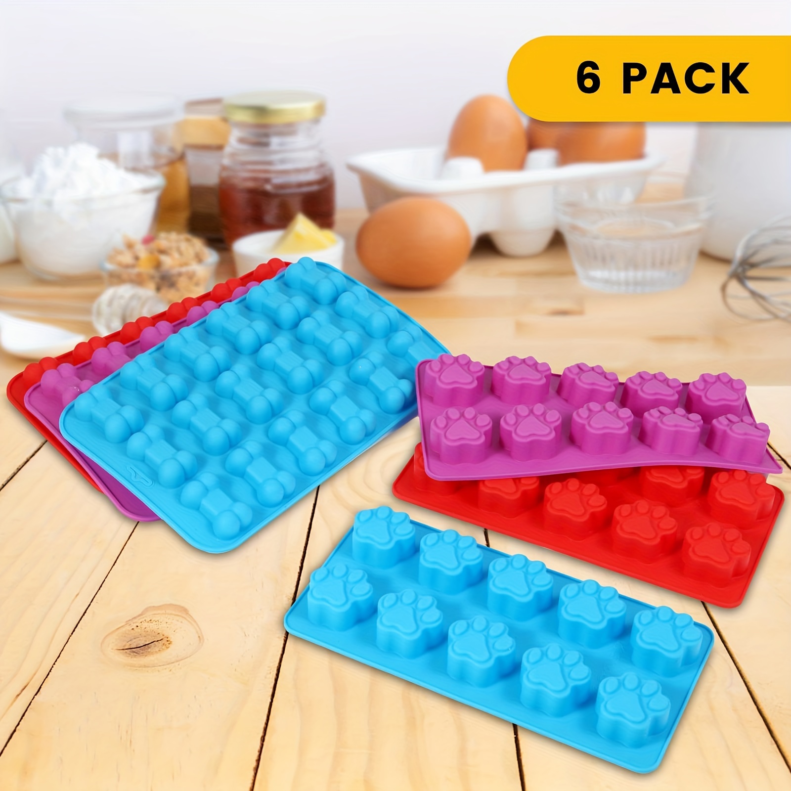 2 Pack Silicone Molds Puppy Dog Paw and Dog Bone Silicone Dog Treat Molds  for Baking Chocolate,Candy,Jelly,Ice Cube,Dog Treats 