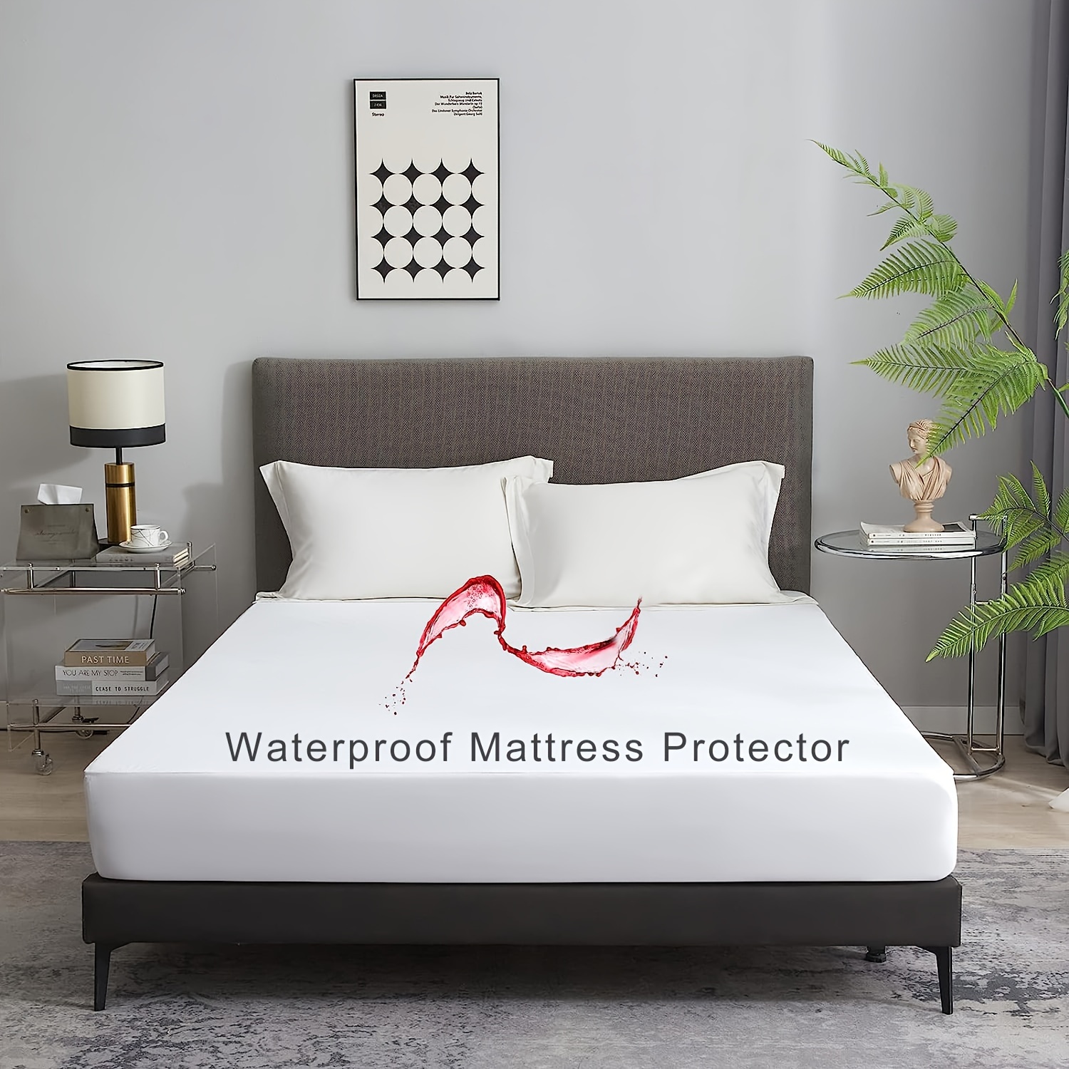 Premium 100% Waterproof King Size Mattress Protector, Cooling Tech Bed Mattress Cover Noiseless Soft Breathable Mattress Pad Protection Fitted Style
