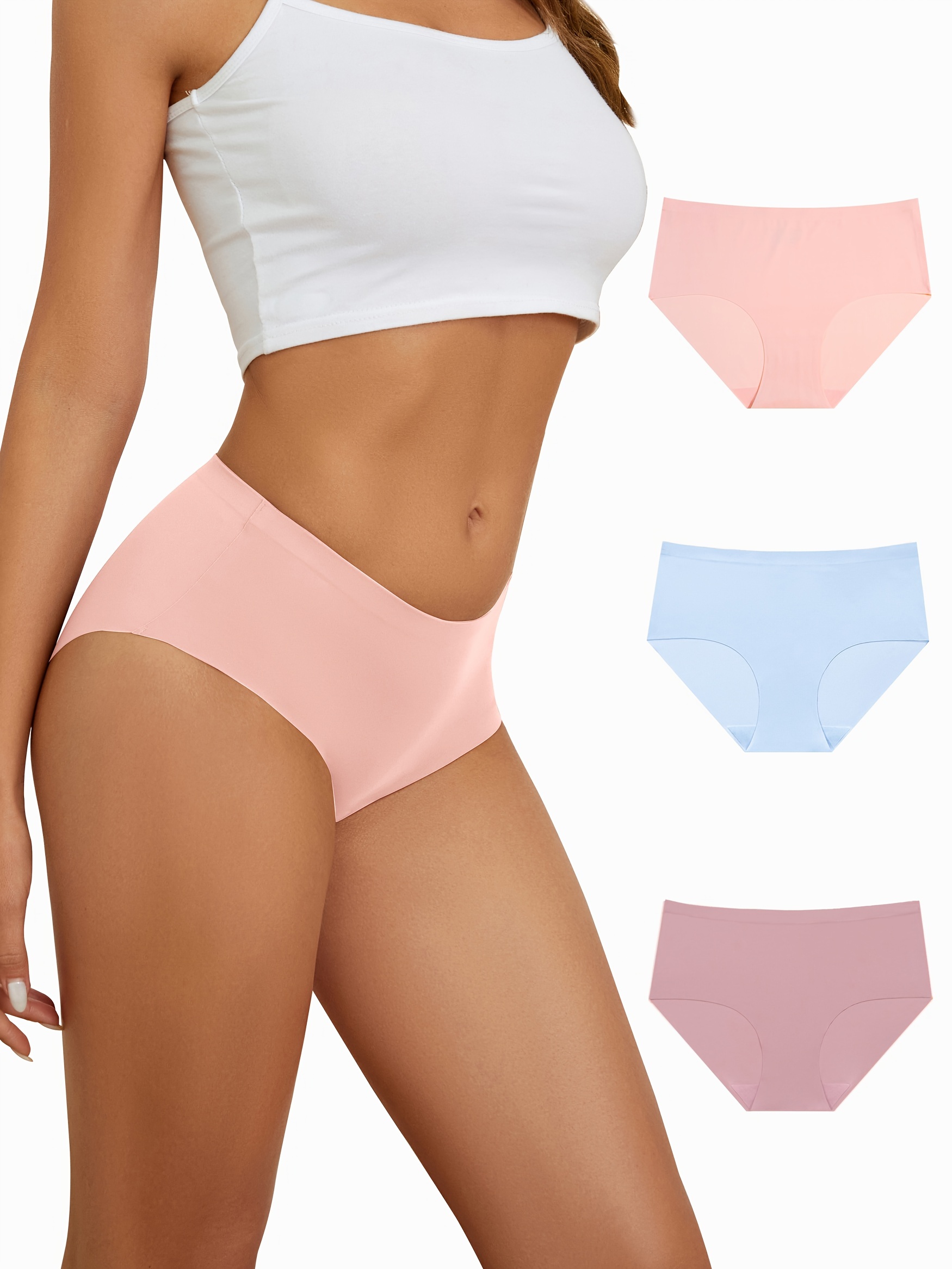 Solid Seamless Briefs Comfy Breathable Skin - Temu