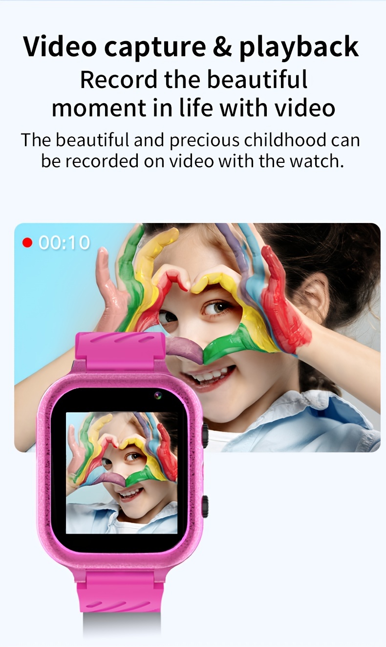 Reloj inteligente para niños, regalos para niñas, reloj de visualización  táctil para niños, con cámara, música