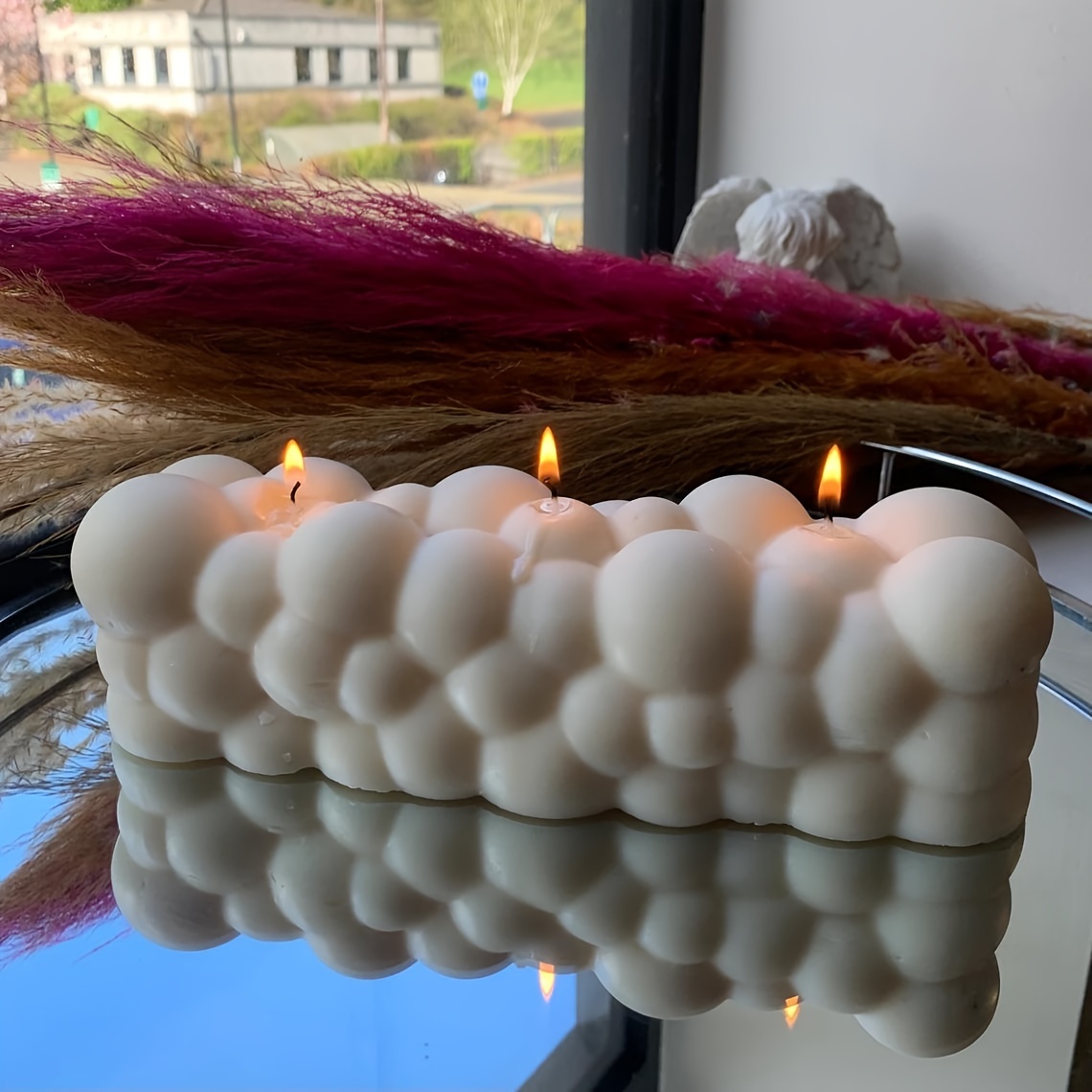 Molde de silicona con forma de columna de perlas para velas, cubo
