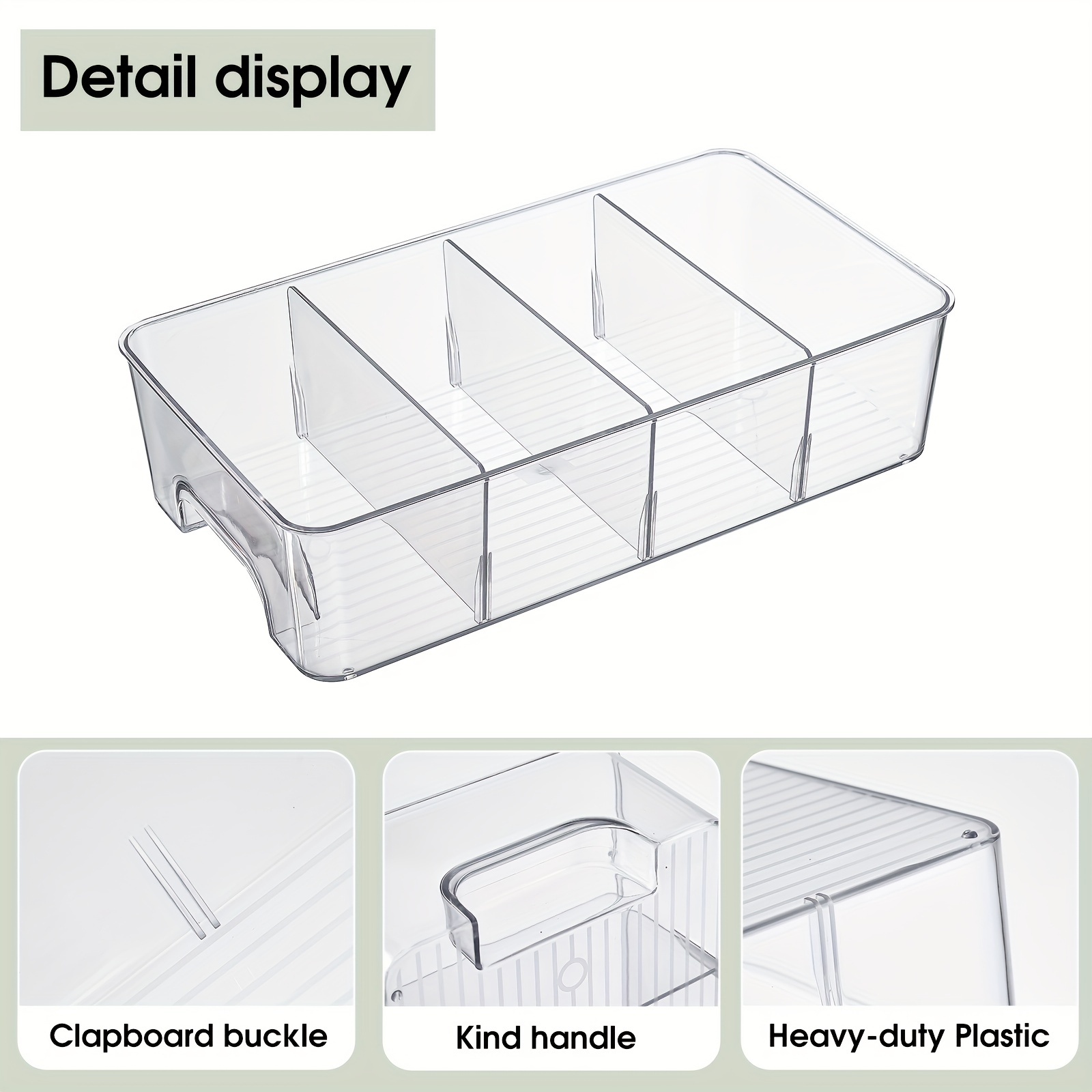 8 Pack Food Storage Organizer Bins, Clear Plastic Bins for Pantry, Kitchen,  Fridge, Cabinet Organization and Storage, 4 Compartment Holder for Packets,  Snacks, Pouches, Spice Packets