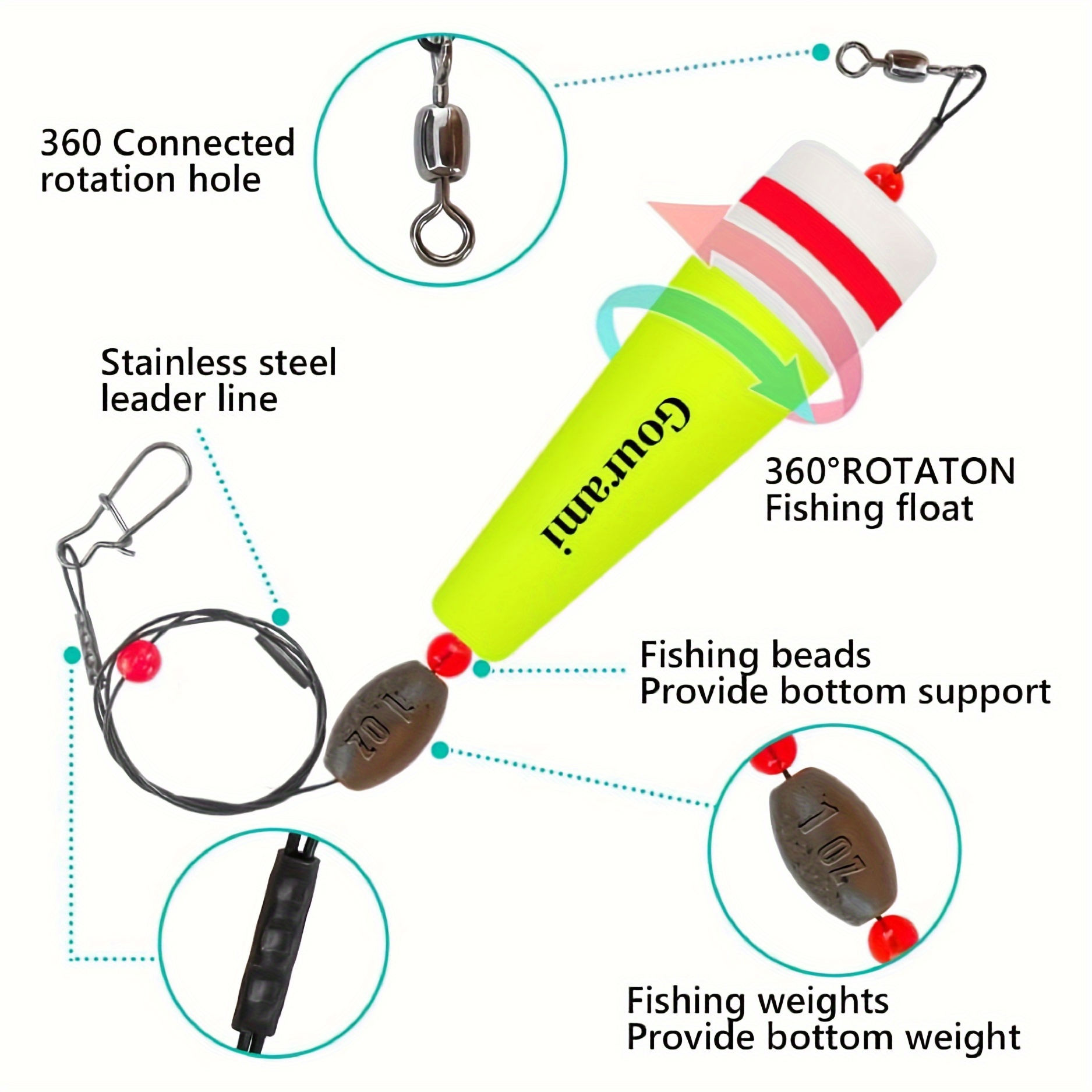 Weighted Popping Cork Fishing Steel Wire Floats Fishing Rigs