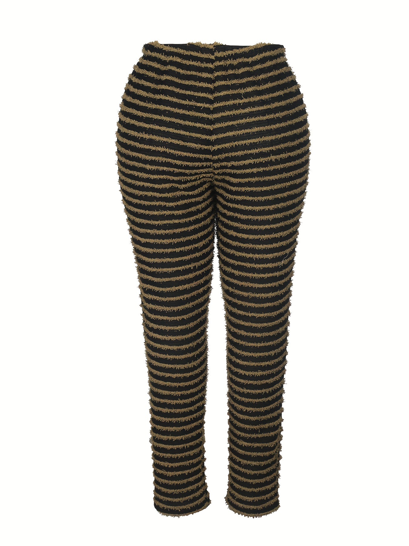 Plus Size Casual Pants Women's Plus Knitted Stripes High - Temu Canada