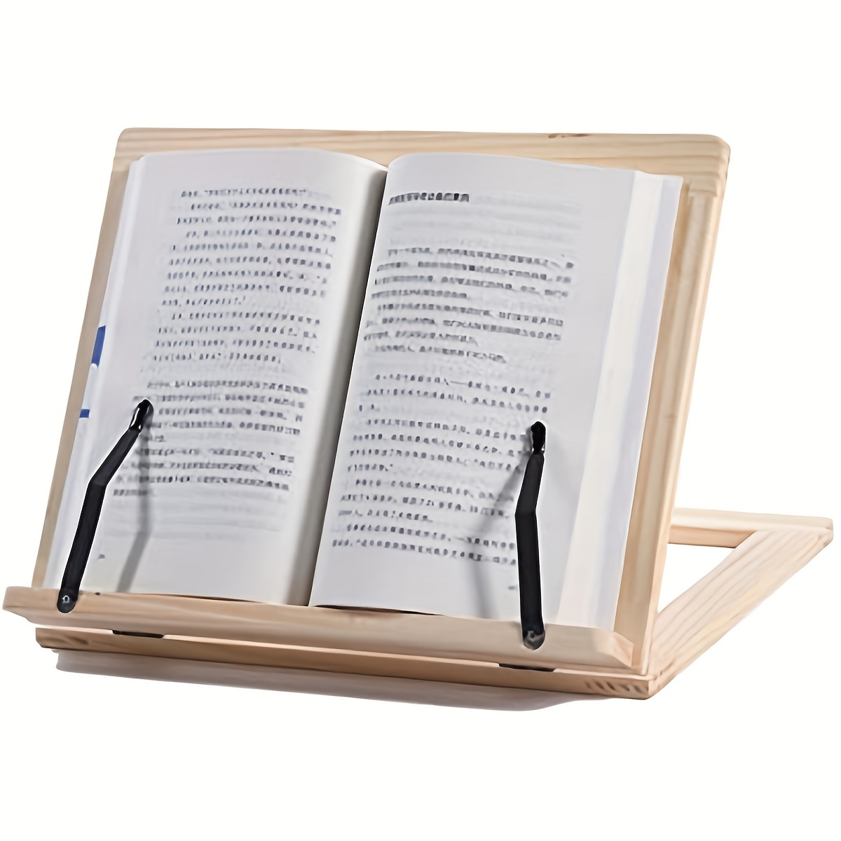 Support de livre pour lire au lit, support de lecture en bois de bambou  AIMTYD avec trombones pour lire les mains libres, étagère de lecture  portable