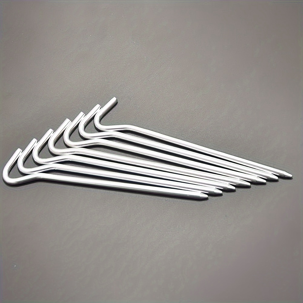 10pcs Aluminum Tent Pegs w/ 2m Rope, Storage Bag - Camp Garden Stake