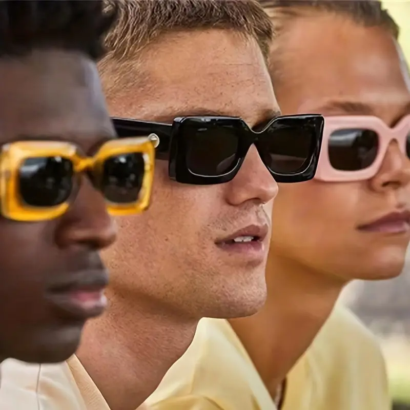 Y2k Rectangle Frame Sunglasses Women Men Minimalist Color - Temu