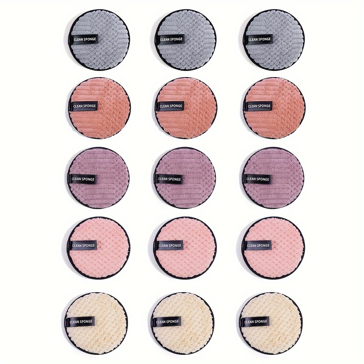 Image of 15pcs Makeup Remover Pads Dual Sided Reusable Rounds Soft Facial Cleaning Towels Washable Make Up Removing Cloth Microfiber Pads Beauty Care Tool