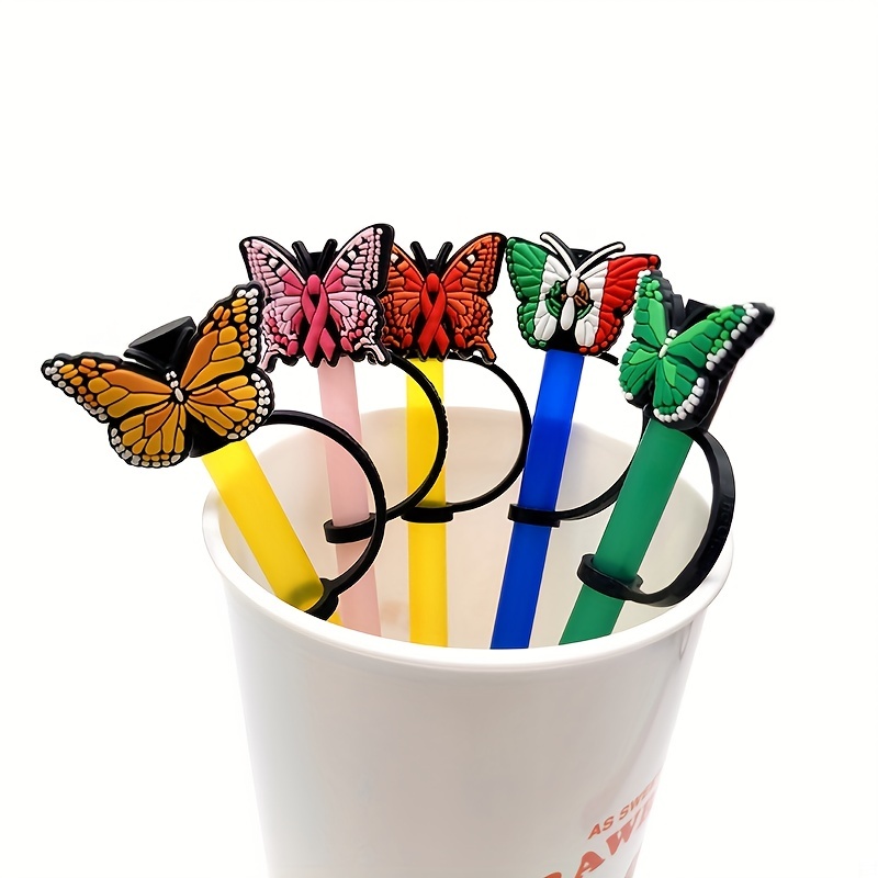 Straw Tips Cover Reusable Straw Toppers Butterfly Silicone - Temu