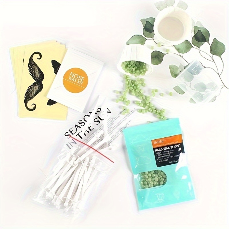 Professional Nose Wax Kit for Men & Women - Quick & Easy Hair Removal, Includes 2 Wax Strips, 2 Applicators, 1, 5g Wax Beads