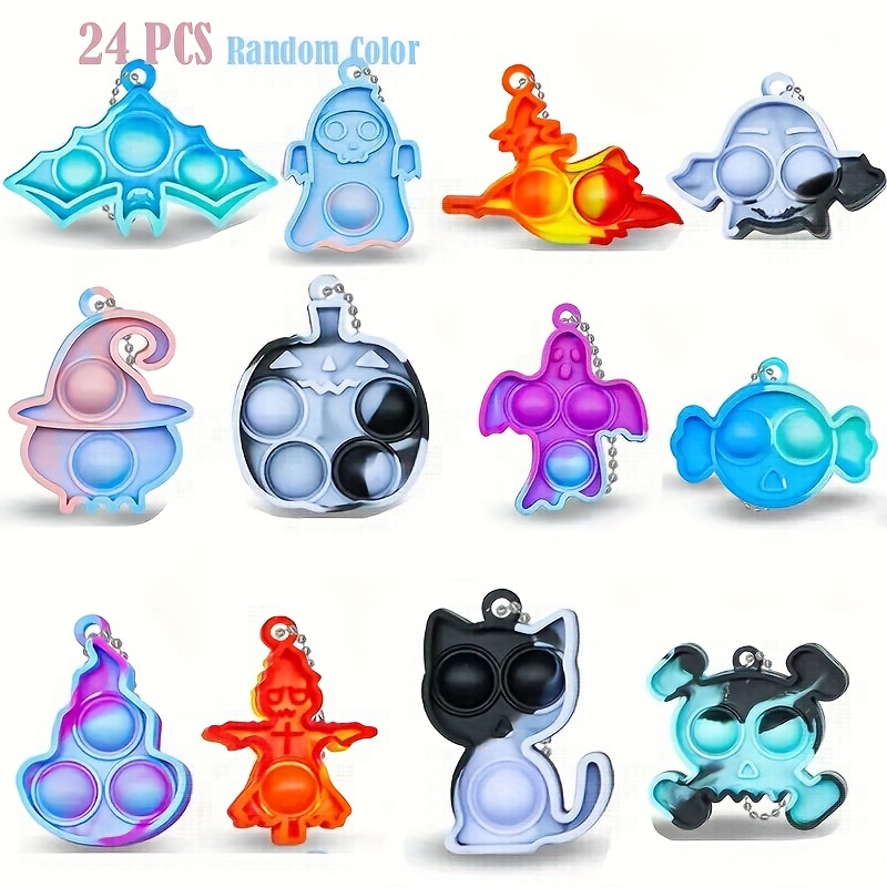  30pcs Halloween Mini Pop Keychain Fidget Toys