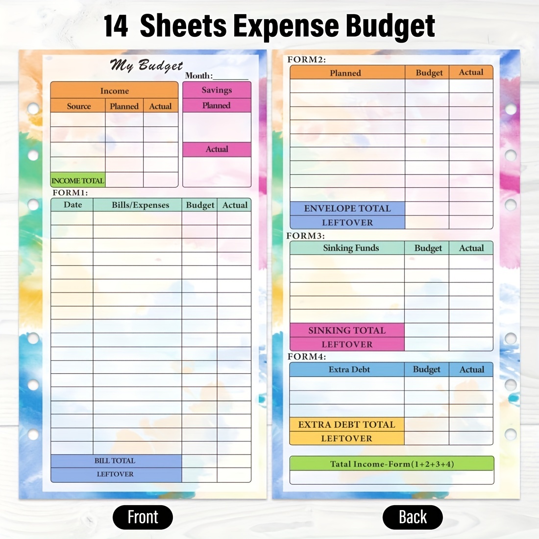 Set of 180 Sheets Expense Tracker, 6-Hole Punched Budget Sheets for A6  Planner Binder, 3 3/4 x 6 3/4