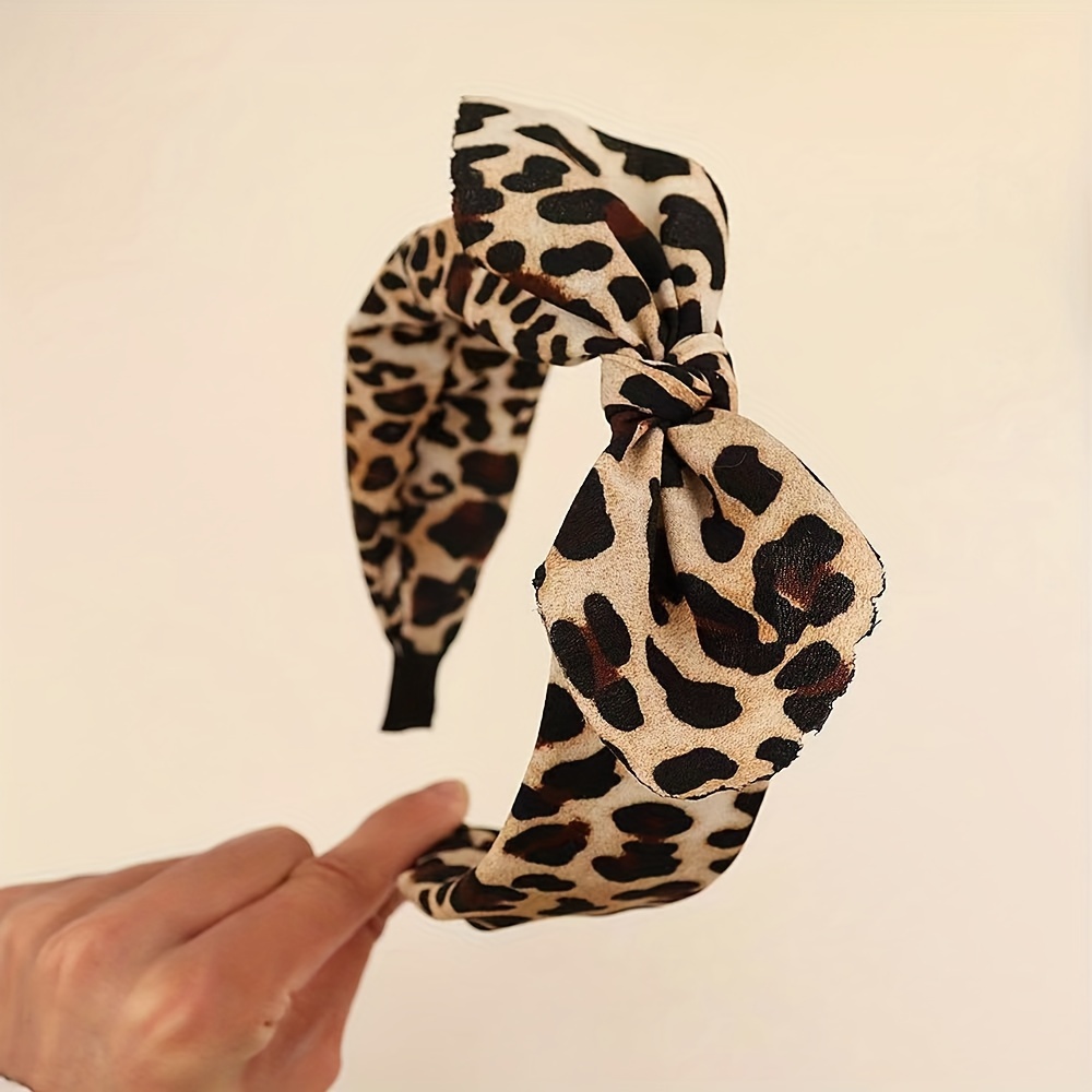 single retro minimalist womens leopard print bow knot - Temu  display picture 1