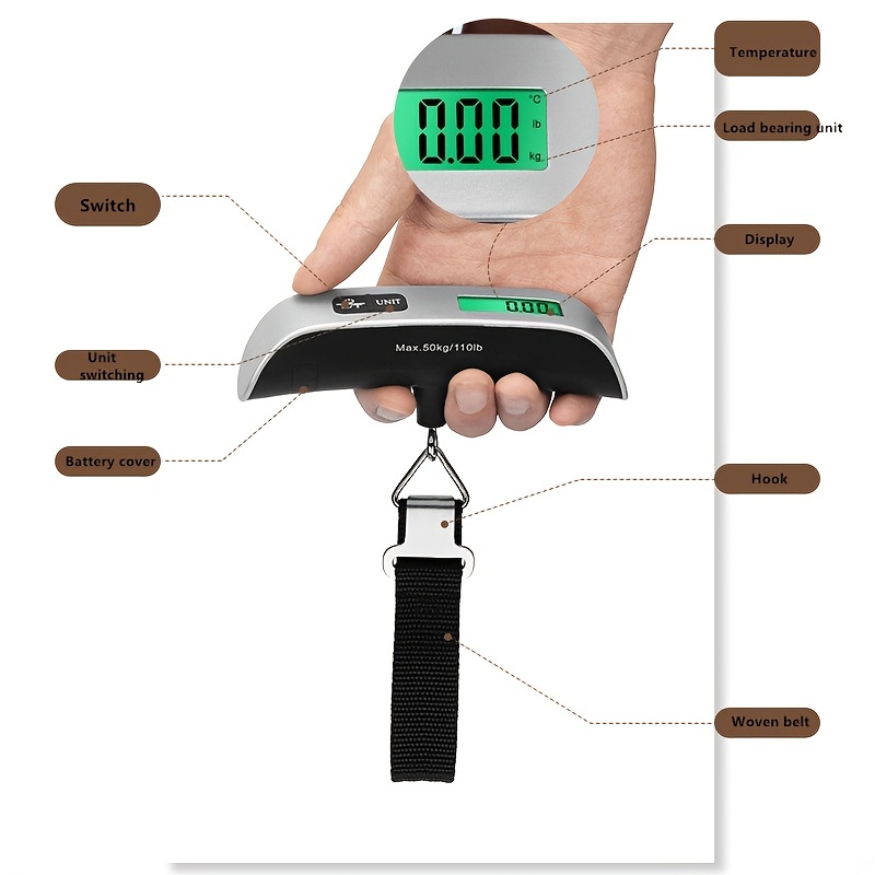 Travel Luggage Scale, Portable Electronic Scale With Hook, Gram