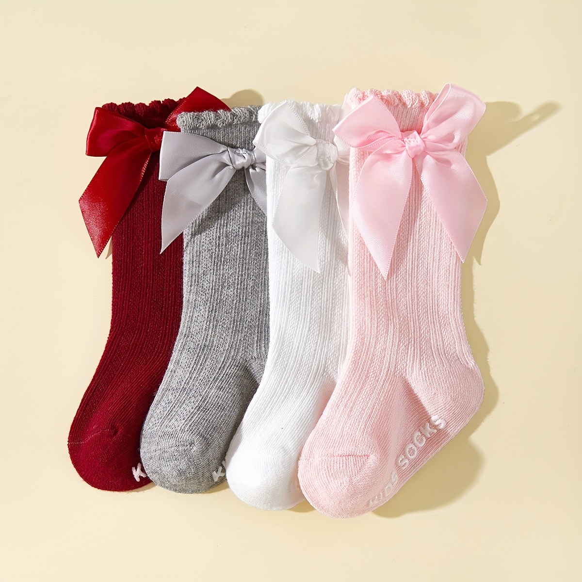 Baby Girls Bow Decor Cotton Blend calf Socks Toddlers - Temu Canada