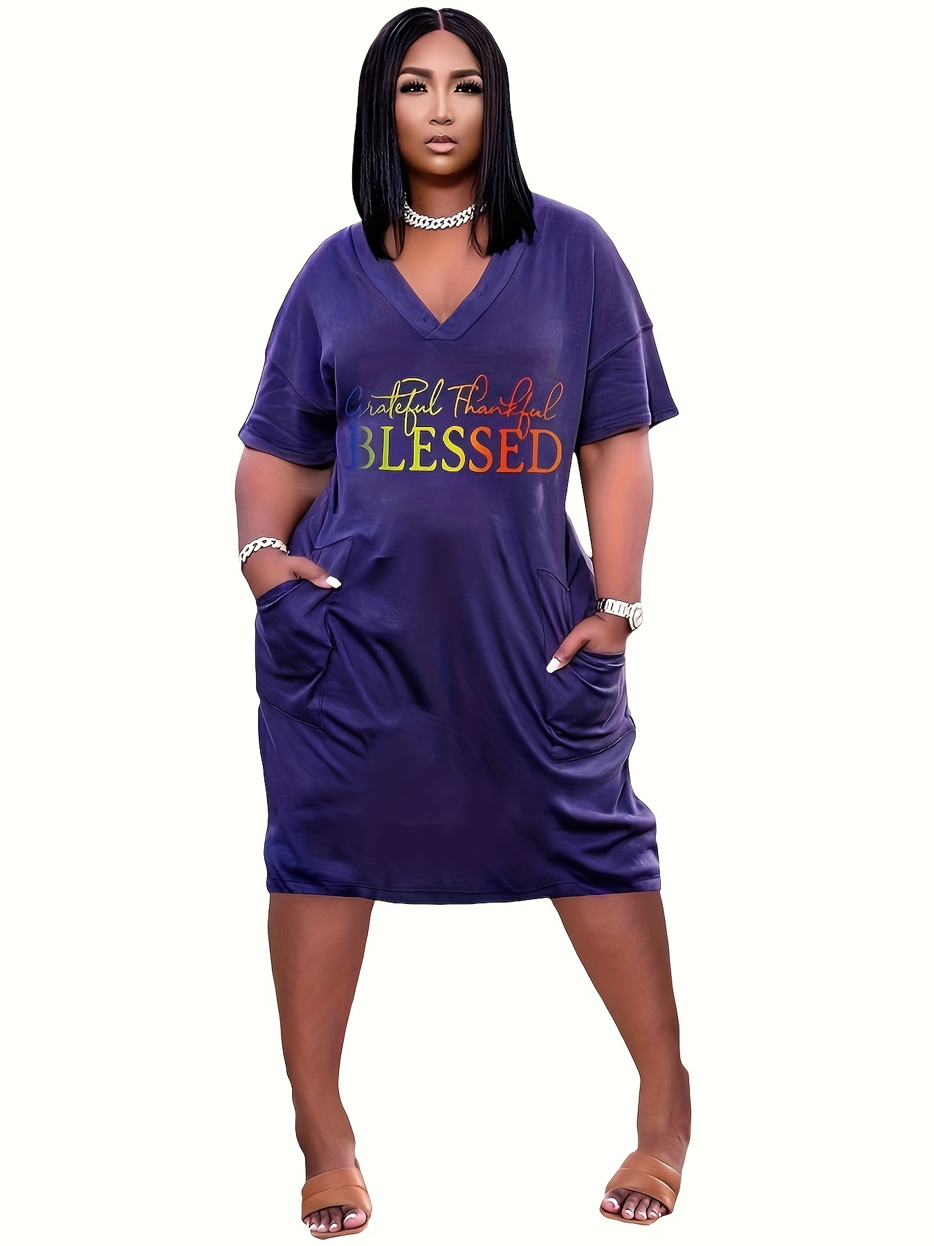 purple t shirt dress plus size Munlar Womens T Shirt Dress Short Sleeve Purple Long Plus Size Solid Loose Fit Maxi Dress for Women, Women's, Size: 2XL