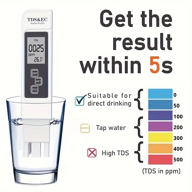 TDS mètre Appareil mesure la qualité et température de l'eau