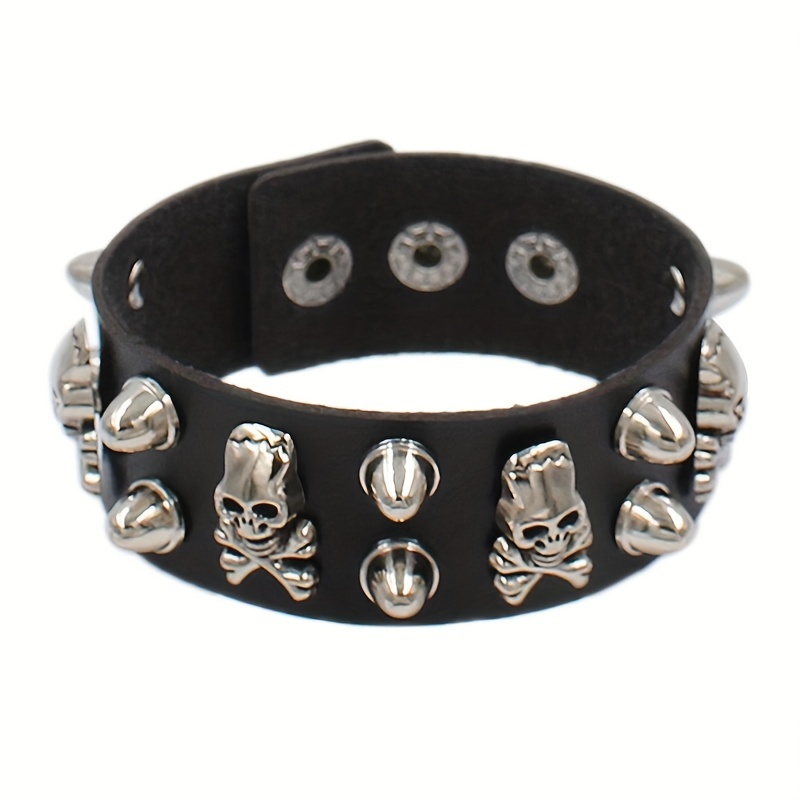 Skull Head Rivet PU Leather Bracelet Unisex