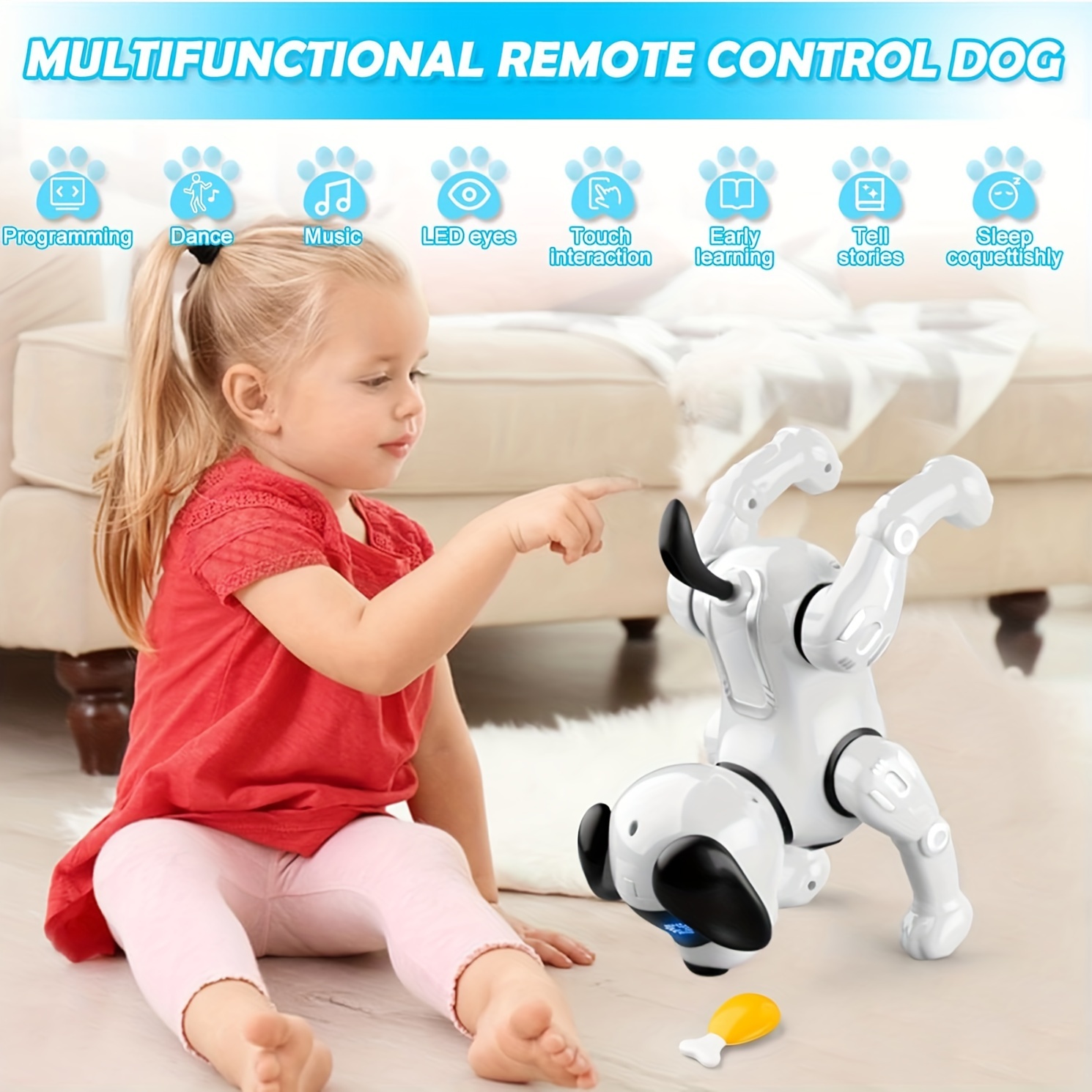 Intelligent Remote Control Machine Dog Early Education Children's Toys  Parent-child Interactive Programmable Inverted Demo Simulation Dog - Temu