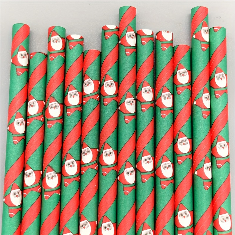 200pcs Christmas Disposable Drinking Paper Straws