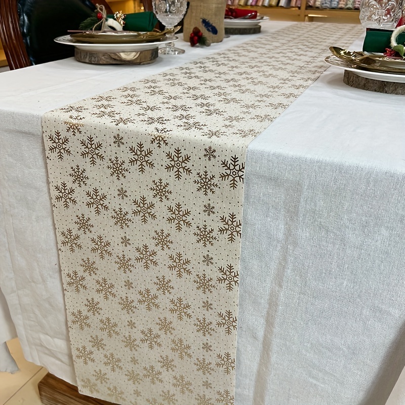 Winter Table Runner Snowflake Decorations White Golden - Temu